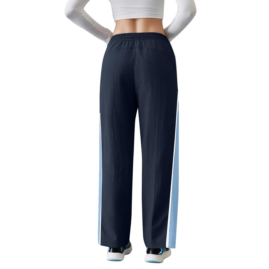 Women's Loose Wide Leg Sweatpants Casual Drawstring Elastic Waist Colorblock Sportswear Pants