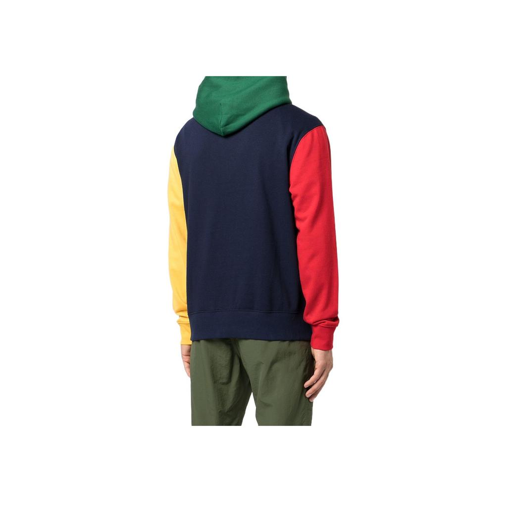 Polo Ralph Lauren FW22 Свитшот мужской с капюшоном и длинными рукавами свободного кроя с прямыми штанинами, с принтом мультяшного медведя в стиле колор-блок, синий 710853351-003