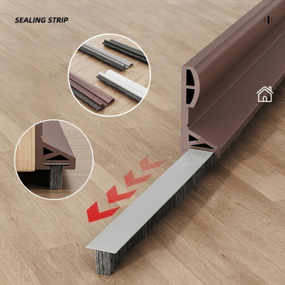 Brush Edge Draft Stopper TPE Door Sweep Removable Door Bottom Seal Indoor Bedroom