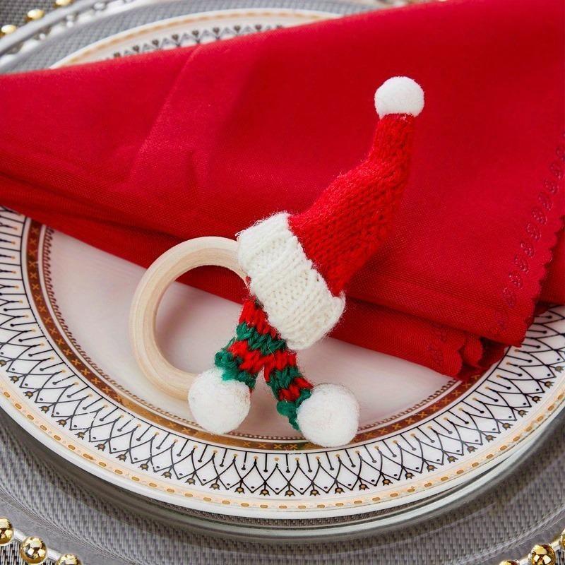 4 шт. Рождественские кольца для салфеток, Декор для салфеток, Аксессуар, Праздничный декор стола, Кольцо для салфеток для ресторана, Праздничное кольцо для салфеток