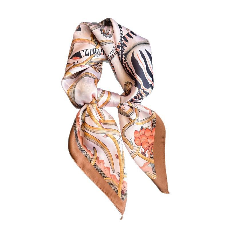 Animal flower simulation silk printing silk scarf square scarf high-end shawl sunscreen neck professional scarf headscarf scarf