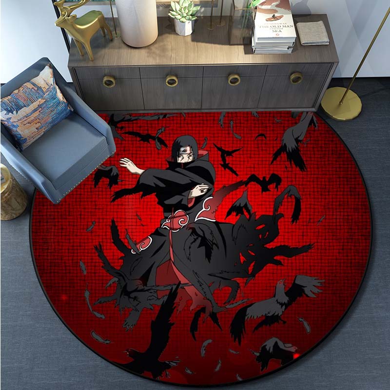 Круглый коврик с рисунком Наруто из мультфильма «Наруто» для гостиной, спальни, нескользящий напольный коврик