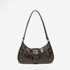 Deep Brown Retro Motorcycle Leather Underarm Shoulder Bag for Women