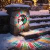 Outdoor Wall Mounted Fixtures Solar Fence Light, Waterproof Projection Cute Snowman Xmas Christmas Tree Lights Decorative Metal Projector Light