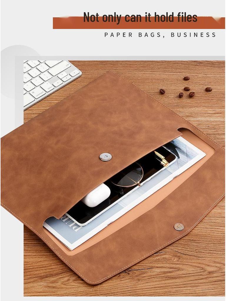 A4 PU Leather Zipper Pouch: Business Office File Bag & Stationery Folder