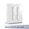 Wall Light Switch Panel Tempered Glass International Switch Self-reset 1/2/3/4 Gang 1/2 Way LED Indicator Piano Key Wall Panel