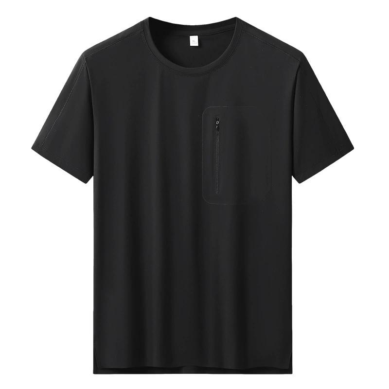 Высококачественная футболка с коротким рукавом, мужская, из дышащего, быстросохнущего материала Ice Silk, удобная футболка с дизайном