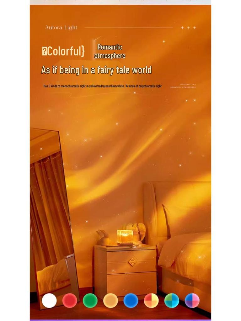 Ripple Aurora Flame Rotating Night Light - Creative Bedside Mood Lamp Projector