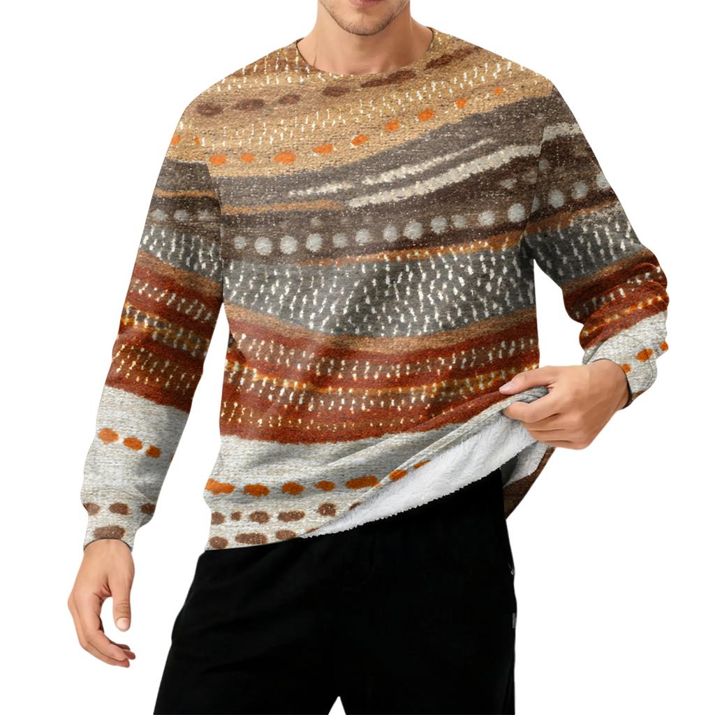 Мужская толстая теплая толстовка с флисовой подкладкой и круглым вырезом