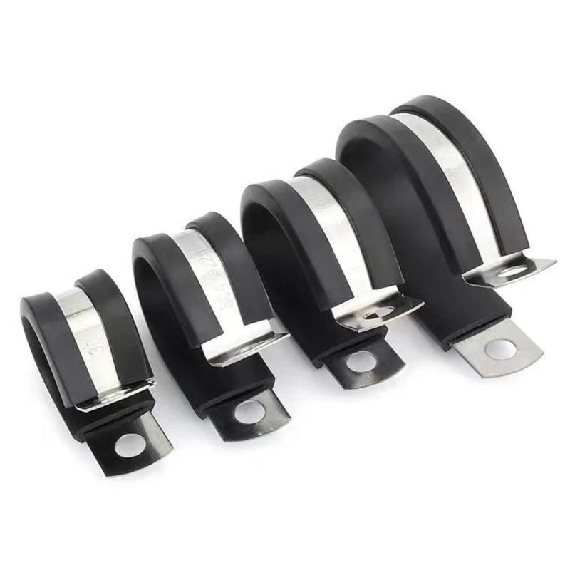 6-50mm Stainless Steel Hose Clamp Rubber Lined Clips Wiring Hose Clamp R-Type Pipe Mounting Fix Bracket Cable Fasteners Hardware