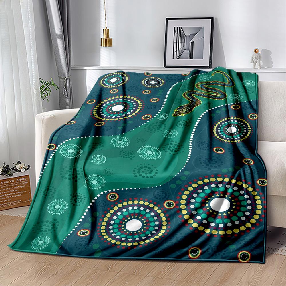 Australian Aboriginal Style 143 Blanket Soft & Cozy Great for Couch Seaside Livingroom Four Seasons Multipurpose Stylish Decor