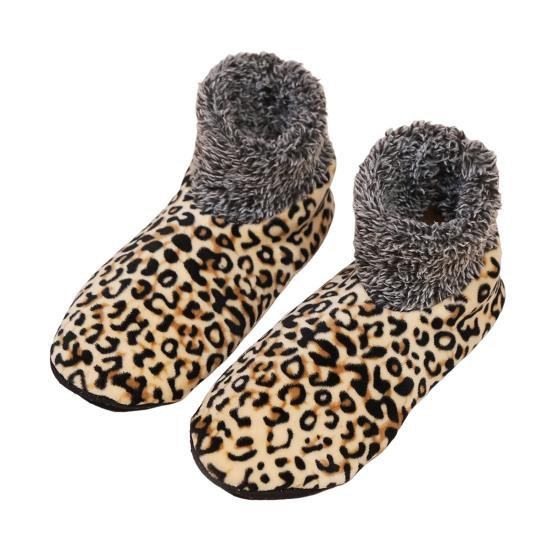 1 Pair Women Leopard Floor Socks Autumn Winter Non-slip Men Women Soft Fluffy Thick
