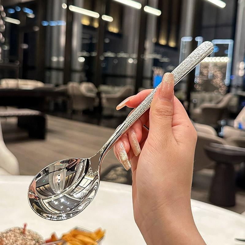 S/L Ложка из нержавеющей стали в западном стиле с длинной ручкой Десертная ложка Бытовая ложка с круглым наконечником Суповая ложка