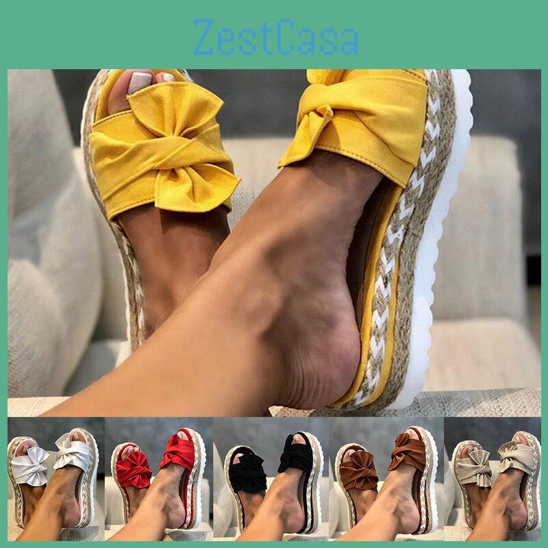 Comfy Cute Slip Women Bowknot On Sandals Ladies Casual Daily Platform Sandals Party Peep Toe Female Slippers