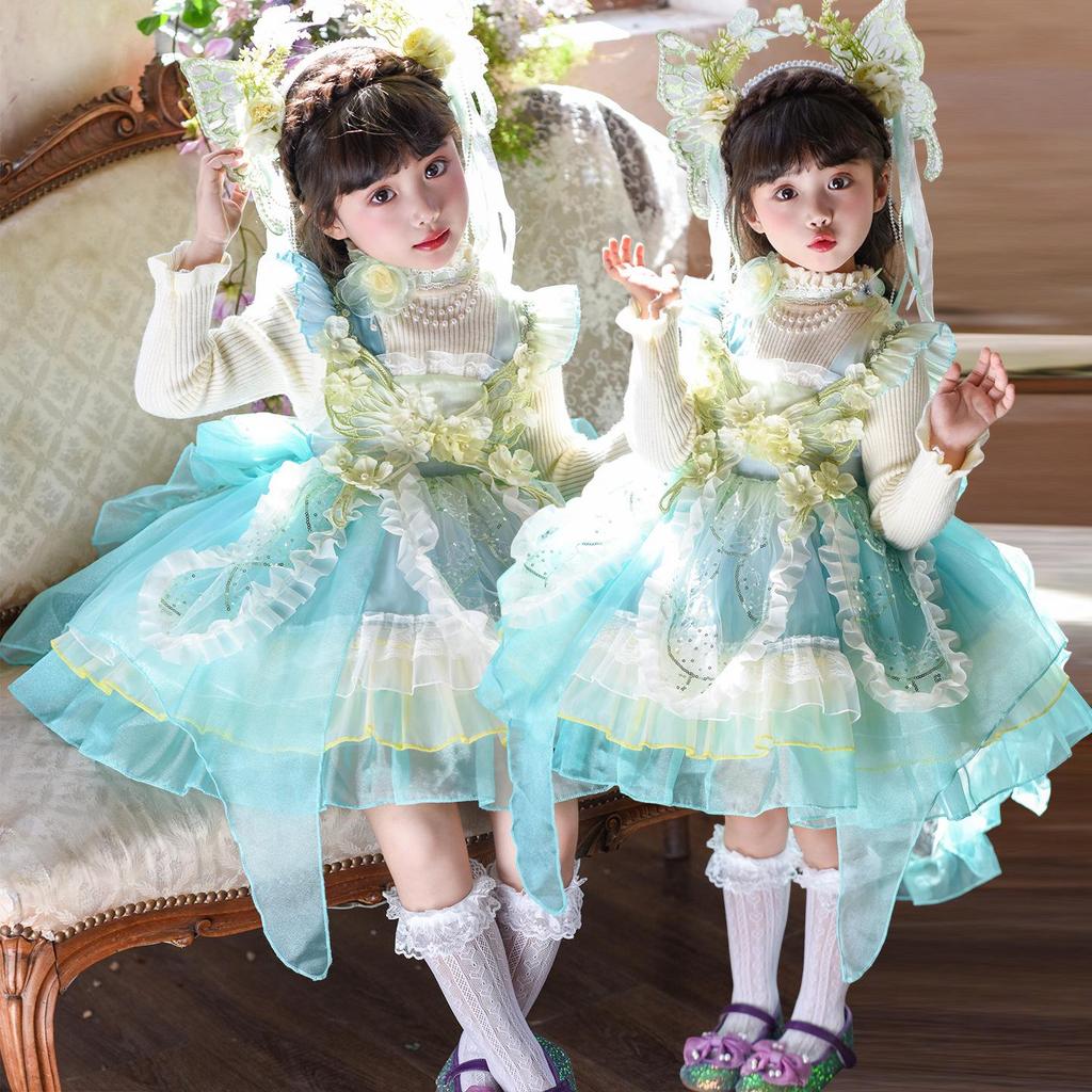 Зеленое платье принцессы зимнего эльфа для девочек - Комбинация пышной юбки и свитера