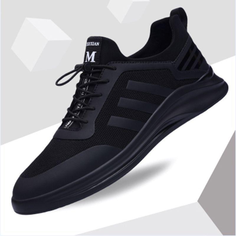Sports Shoes Men's Shoes 2025 Spring and Autumn New Leather Waterproof and Odor Proof Casual Shoes Versatile Black Running