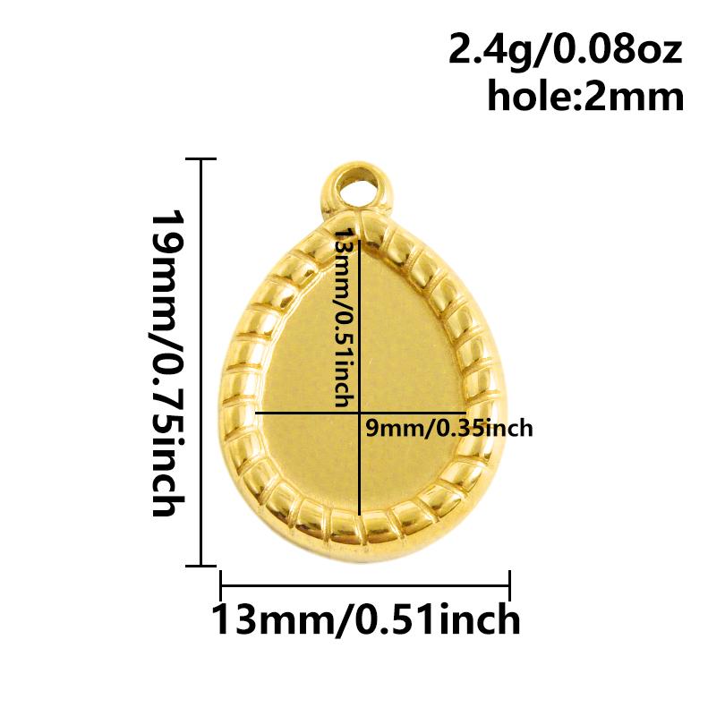 6pcs Heart Square Water Droplet Oval Cabochon Base Setting Pendant Stainless Steel Charms For Jewelry Making Bulk DIY Materials