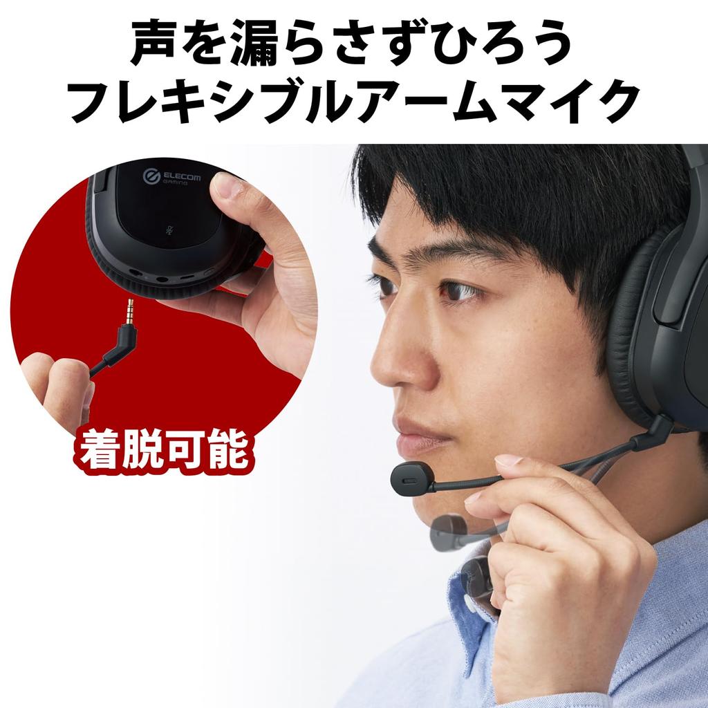 ELECOM Gaming Headset Wireless Mixer Function with USB Transmitter Surround Function RGB 5 4 NINTENDO Mute Function Black [PS / / SWITCH] HS-GMW100BK