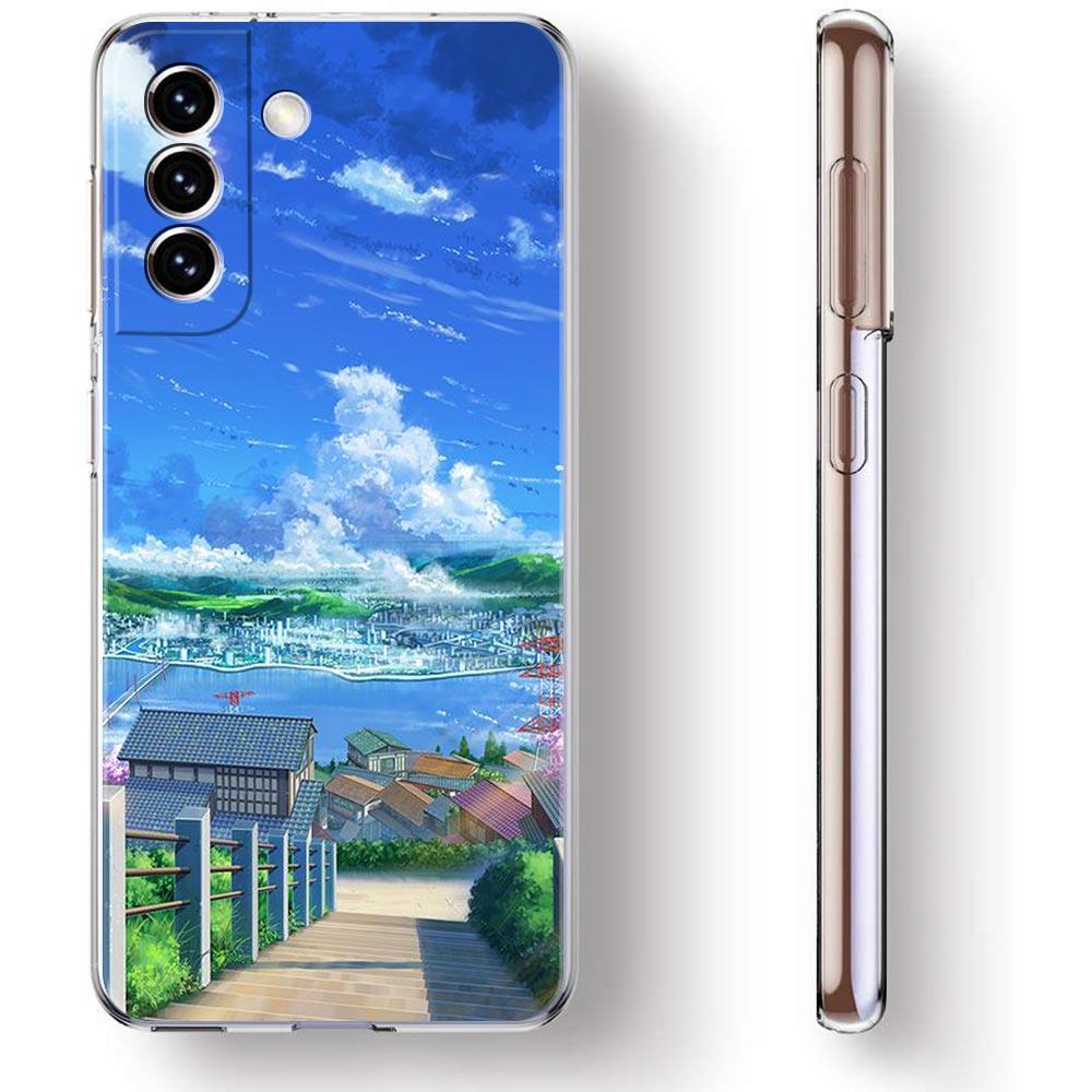 Чехол для телефона с японским аниме-пейзажем для Samsung Galaxy S23 Ultra S22 5G S20 S21 FE 5G S10E S9 S8 S10 Plus Мягкий силиконовый прозрачный чехол