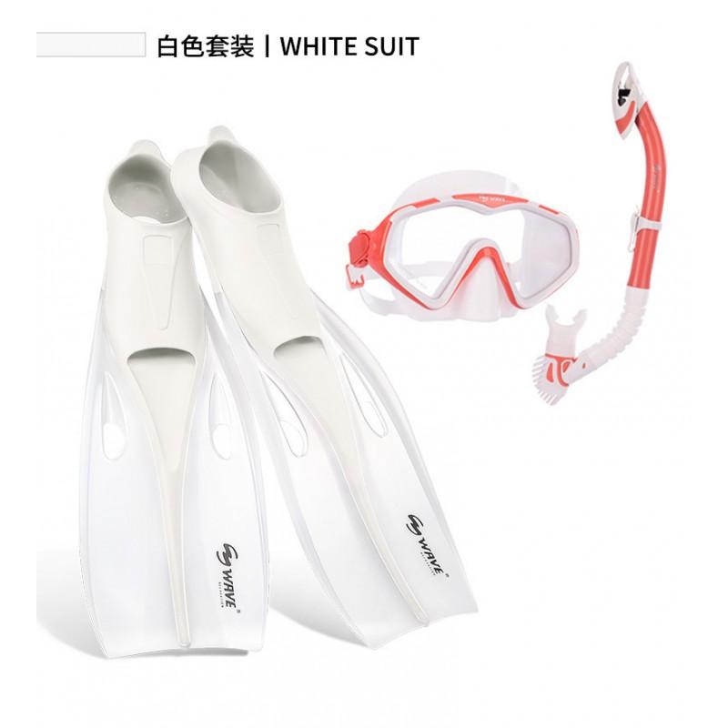 Snorkeling Set With Mask Snorkel Fins Adults - TPR Silicone Steel Tempered Glass Gear In Blue Black White Yellow Pink