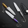 Мини-нож с острым лезвием из нержавеющей стали, фиксированным лезвием, портативный карманный брелок, распаковка, нож для выживания в походе с кожаным чехлом