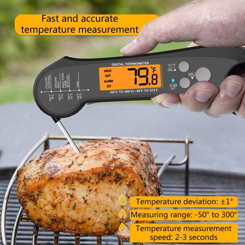 Цифровой термометр с двойным зондом, водонепроницаемый пищевой термометр для приготовления пищи, выпечки, высокоточный складной термометр
