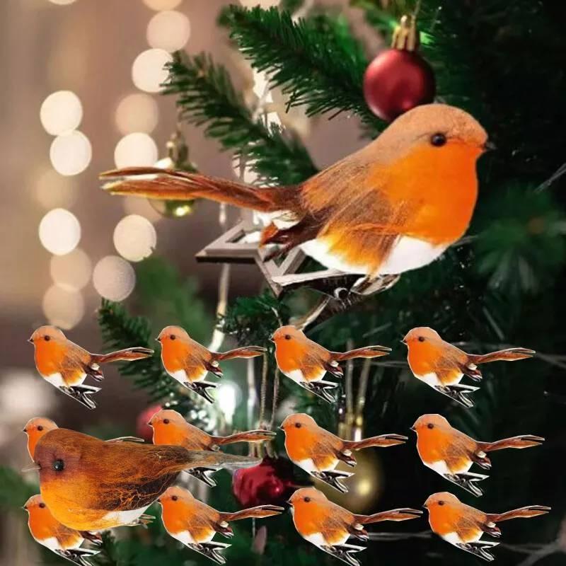 Очаровательное декоративное украшение в виде малиновки красного и оранжевого цвета для сада и праздничного декора