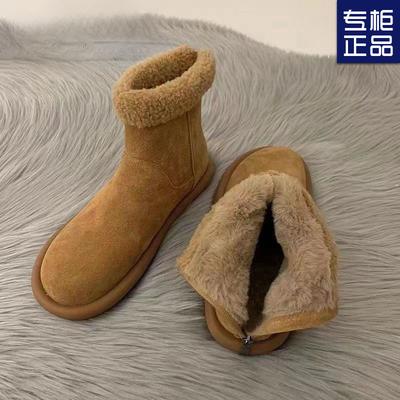 Ретро осенне-зимние теплые бархатные хлопковые ботинки универсальные на толстой подошве женские ботинки новые пушистые короткие ботинки Мори зимние ботинки