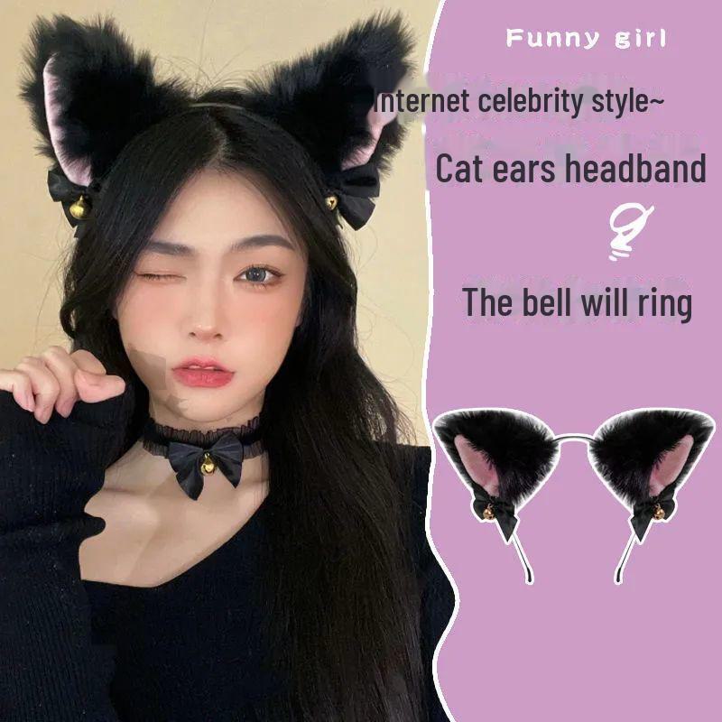 Милая японская плюшевая повязка на голову с ушками кошки и лисы для ролевых игр