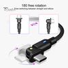 Data Cable Anti-winding Braided Nylon Rope Type-C 180 Degree Rotation Charging Cord for Phone