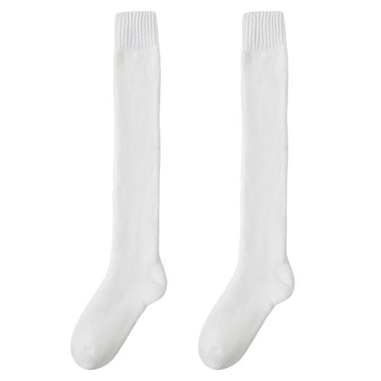 1 пара женских зимних носков выше колена, противоскользящие шерстяные однотонные теплые утолщенные чулки, теплые носки для разных случаев