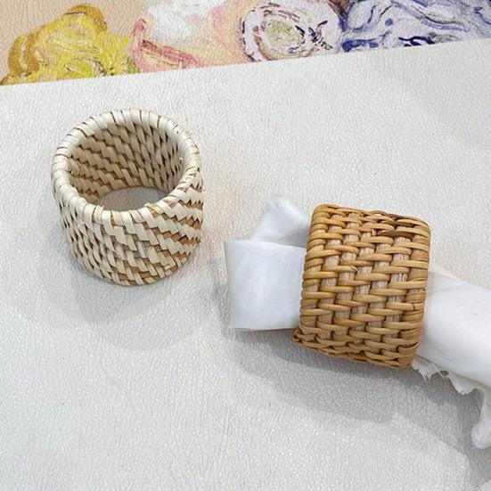 Кольцо для салфеток из ротанга, плетеное вручную, деревенское кольцо для салфеток, многоразовый держатель для салфеток, украшение стола для свадебной вечеринки, повседневное использование