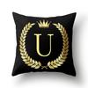 45x45cm Black Gold Letter Crown Polyester Cushion Cover Sofa Home Decor Pillowcase Decorative Cushion