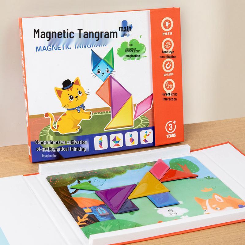 Магнитные блоки-пазлы танграм для детей, 3-6 лет