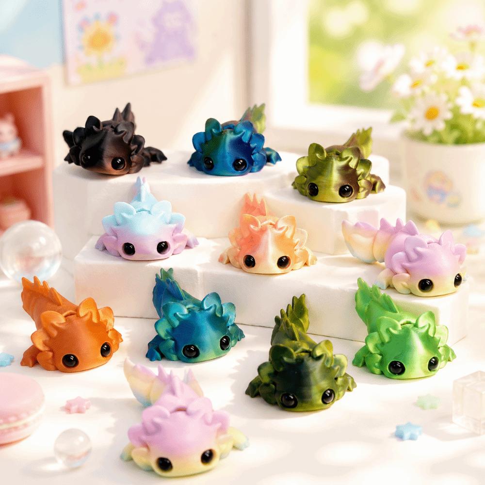 8pcs Gifts Colorful Salamander Figurine Funny Flexible Joints Desk Decoration Creative 3D Printed Salamander Anime Fans