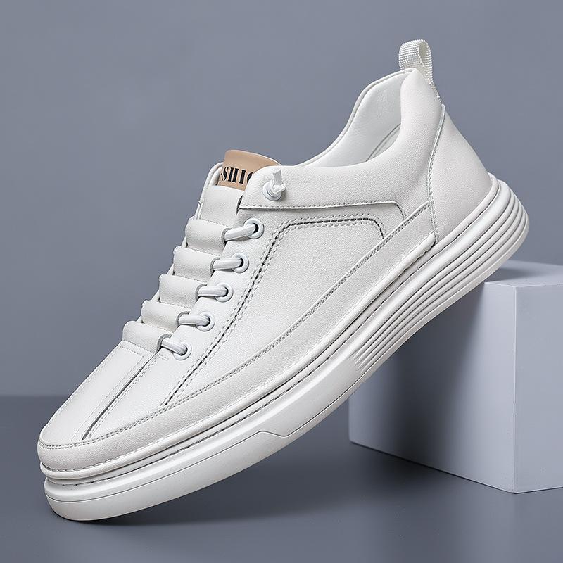 Fashion Spring Autumn Cow Leather Sneakers for Men Fashion Causal New Designer Sports Shoes Male Black White Lace Zapatos De Hombre