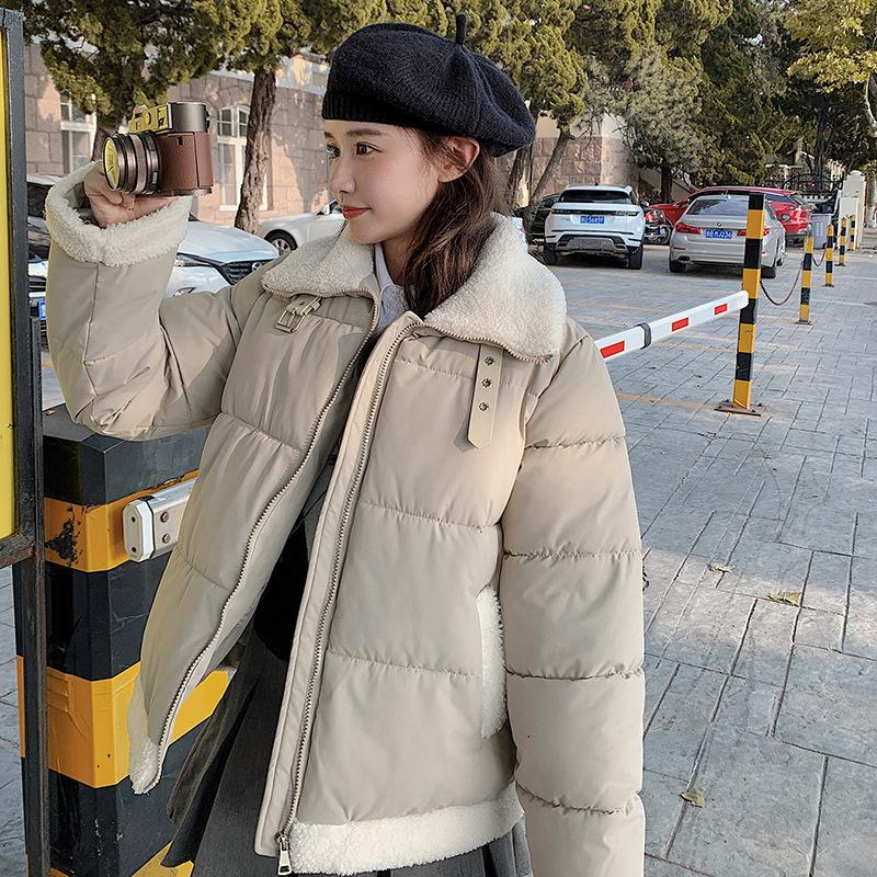 Winter New Lamb Wool Small Cotton-padded Clothes Women's Short Small Lapel Bread Clothes Cotton-padded Jackets Trendy