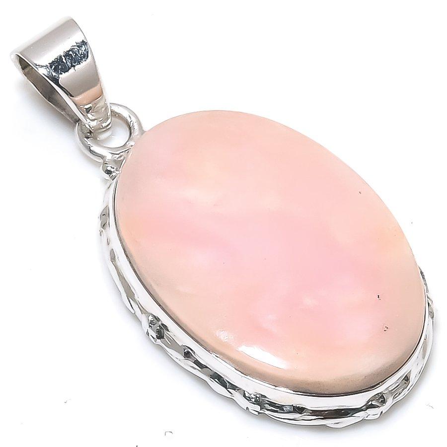 Natural Pink Opal Gemstone Handmade 925 Solid Sterling Silver Pendant 1.50" a2y71