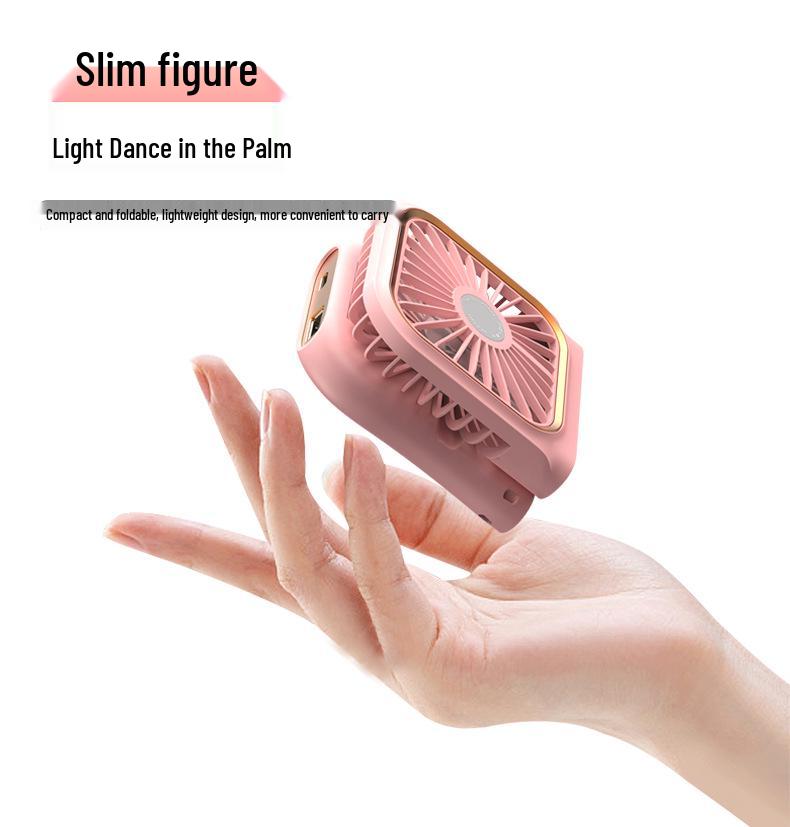 Portable USB Neck Fan: Foldable, Three-Speed, Long Battery Life, Digital Display - Ideal for Desktop and Outdoor Use.