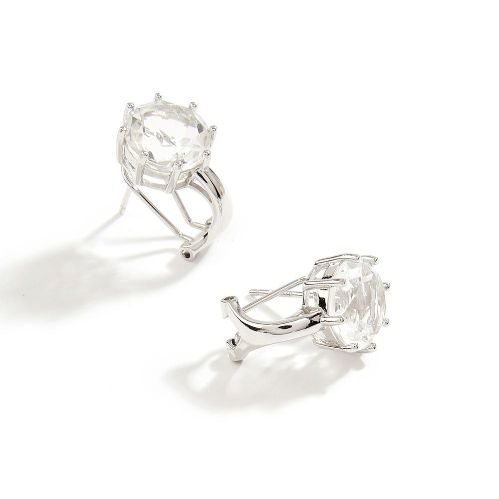 Простые модные серьги круглого дизайна с натуральным белым кварцем, новые женские ювелирные изделия из стерлингового серебра 925 пробы, повседневная одежда, подарок