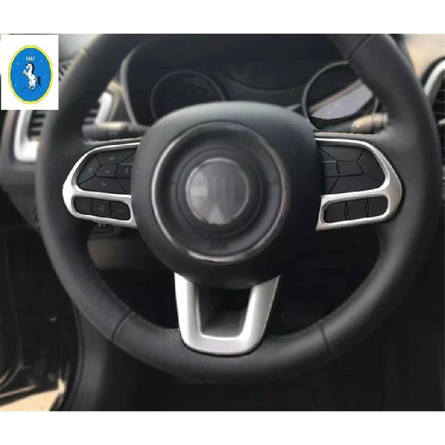 Car Steering Wheel Button Decoration Cover Trim Fit For Jeep Compass 2017 - Matte / Carbon Fiber Look Interior Accessories