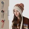 Женская вязаная шапка с помпоном в стиле Fair Isle - Ретро жаккардовая шерсть с защитой ушей для зимнего тепла