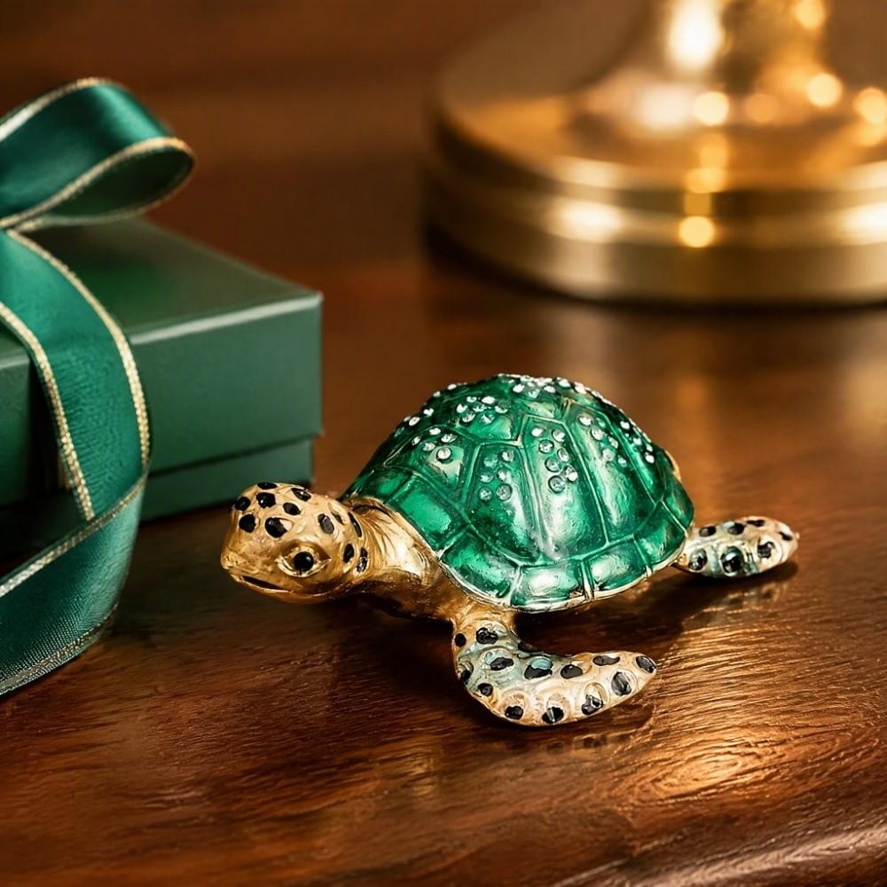 Vintage Style Turtle Trinket Boxes Two Color Option Turtle Figurine Box Living Room Decor