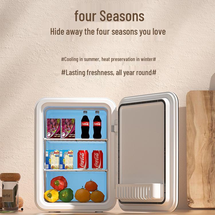 Compact Mini Fridge for Car/Home Use - Single Door, Dual-Purpose for Household & Cosmetic Storage
