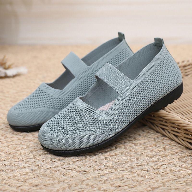 Летние туфли из ткани «Старый Пекин», женские сетчатые полые, с неглубоким горлом, дышащие, с одной педалью, мягкая подошва, нескользящая, для мам среднего и пожилого возраста, одиночные туфли