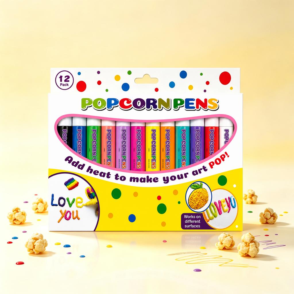 Popcorn Pen Set: Smooth and easy to color, creative DIY decoration for notebooks, greeting cards, and doodling stationery pen set