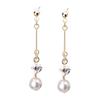 LOKUMI Earrings Made In Japan 18k Gold K18 Post K18 Compatible with Metal Allergies Pearl Cubic Swing Stud Ladies Simple Popularity Bijou Long Larger
