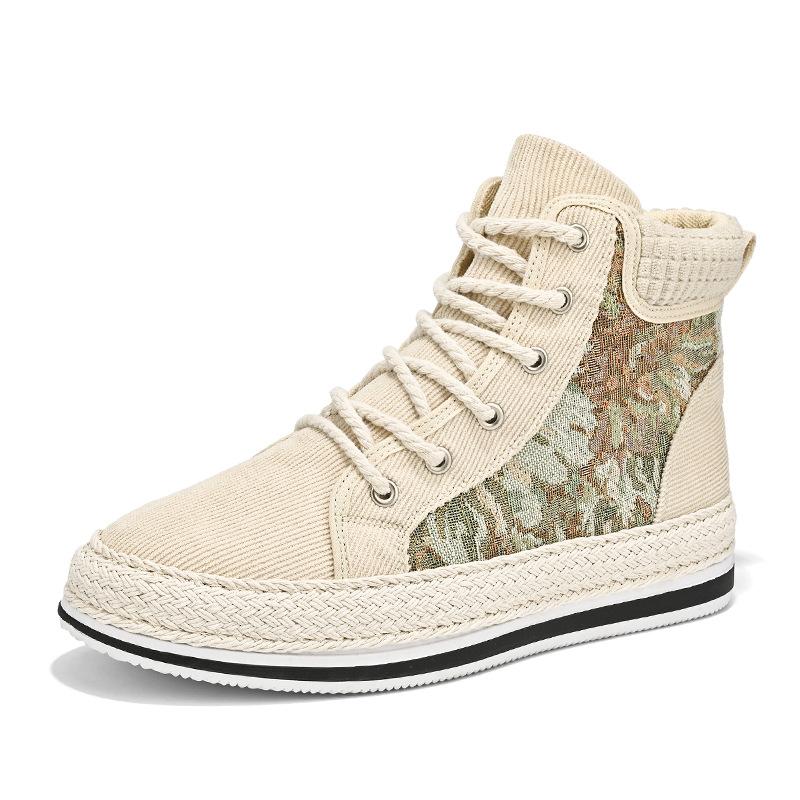 Мода 2024 года, осень, горячая повседневная обувь с толстой подошвой, модные уличные туфли с высоким верхом, дышащая парусиновая обувь, нескользящие кроссовки для мужчин