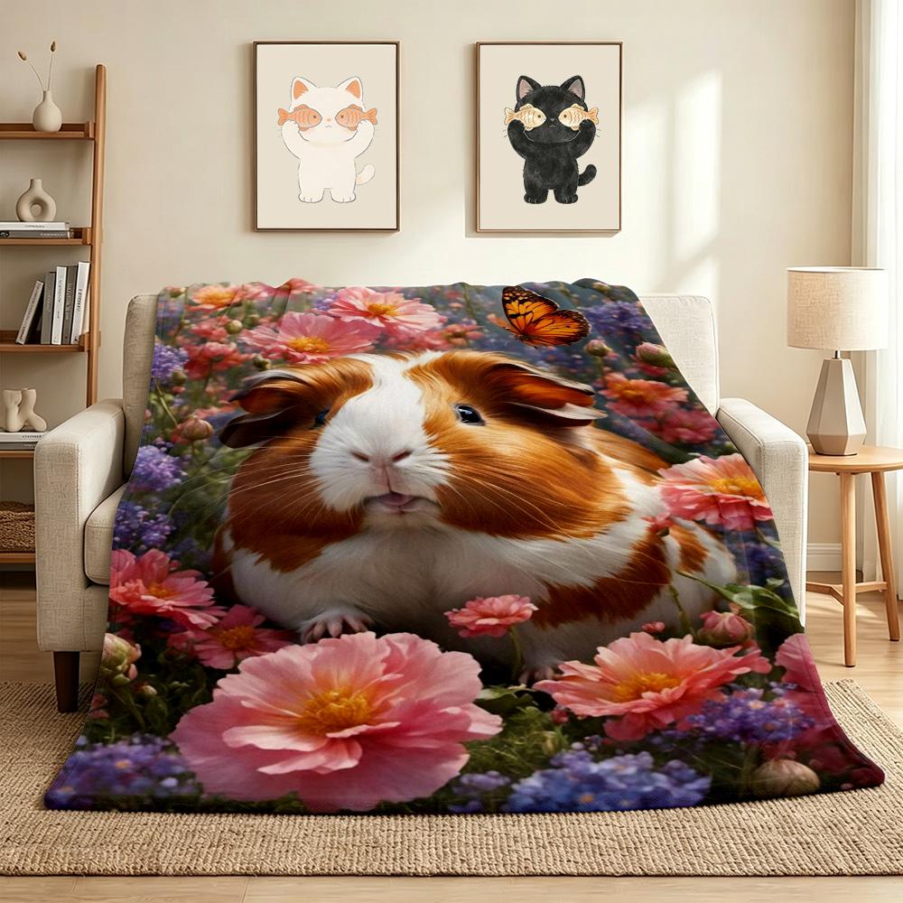 Guinea Pig Garden Flannel Blanket Throw Blanket Soft Warm Sofa Bed Camping home Decor Unique Christmas Gift C9261506
