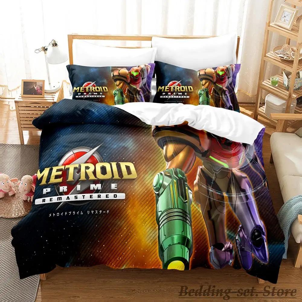 Metroid Prime Bedding Set Single Twin Full Queen King Size Bed Set Adult Kid Bedroom Duvetcover Sets Game Parure de lit Bed